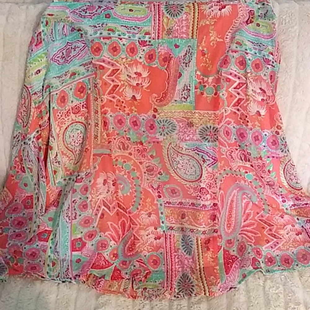 Cato Spring Peach and Turquoise Skirt 16